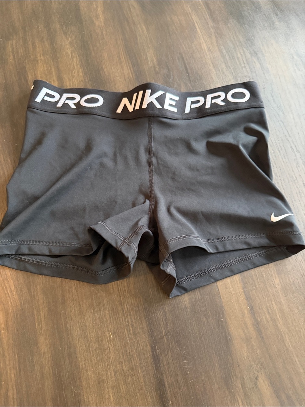 Nike Black Pro Stretch Bike Shorts with White Logo